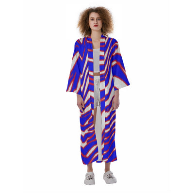 Kimono largo de satén para mujer con estampado de cebra de los Buffalo Bills de la NFL