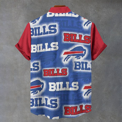 Buffalo Bills Stand Collar Shirt|110GSM Imitation Flax