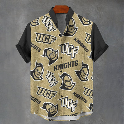 University of Central Florida Knights Stand Collar Shirt 110GSM Imitation Flax Fabric