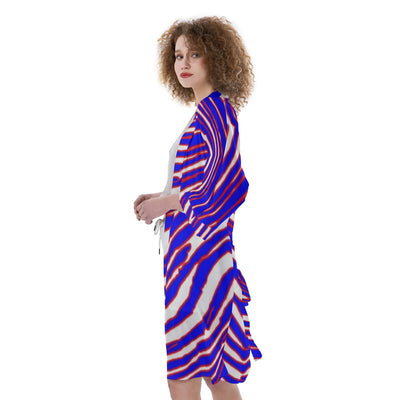 Bata kimono de satén para mujer con estampado de cebra de los Buffalo Bills de la NFL