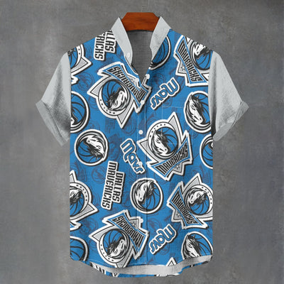 Camisa de cuello alto para aficionados al baloncesto de la NBA de los Dallas Mavericks | Lino sintético de 110 g/m²