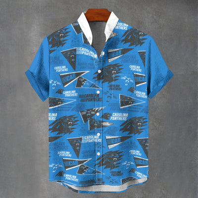 Carolina Panthers Stand Collar Shirt|110GSM Imitation Flax