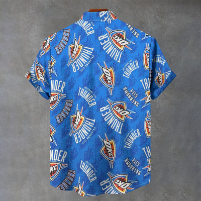 Oklahoma City Thunder Stand Collar Shirt|110GSM Imitation Flax - Jacketon