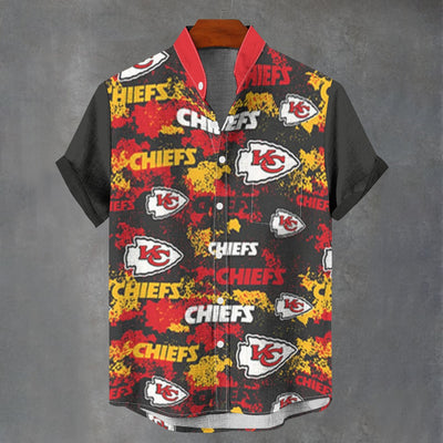 Kansas City Chiefs Stand Collar Shirt|110GSM Imitation Flax