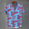 Minnesota Twins Stand Collar Shirt in 110GSM Imitation Flax for Ultimate Comfort and Style