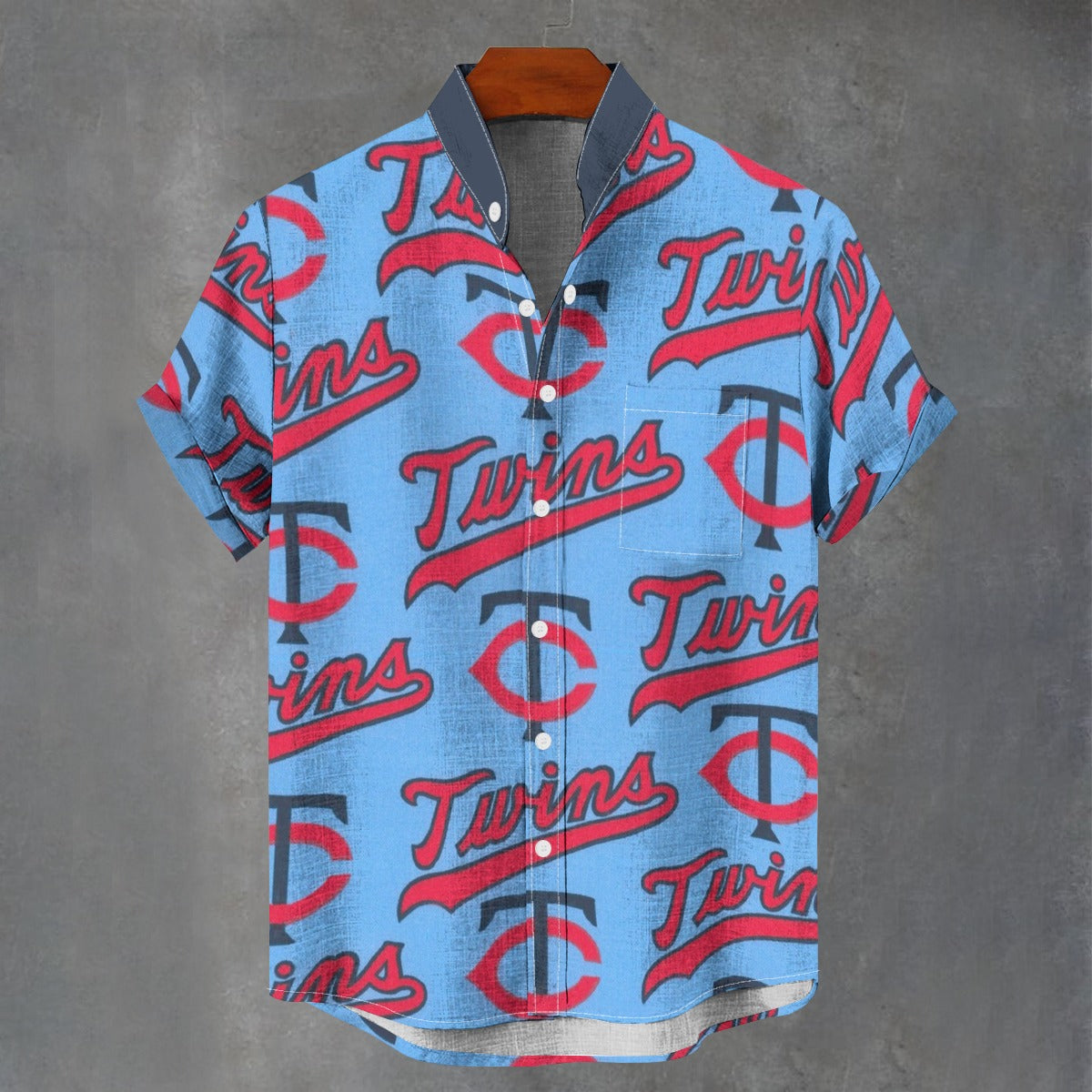 Minnesota Twins Stand Collar Shirt in 110GSM Imitation Flax for Ultimate Comfort and Style