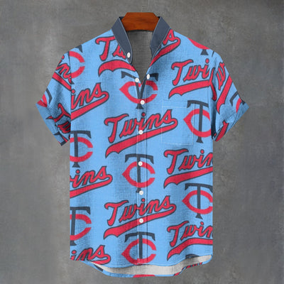 Minnesota Twins Stand Collar Shirt in 110GSM Imitation Flax for Ultimate Comfort and Style