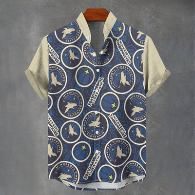 Minnesota Timberwolves Stand Collar Shirt|110GSM Imitation Flax