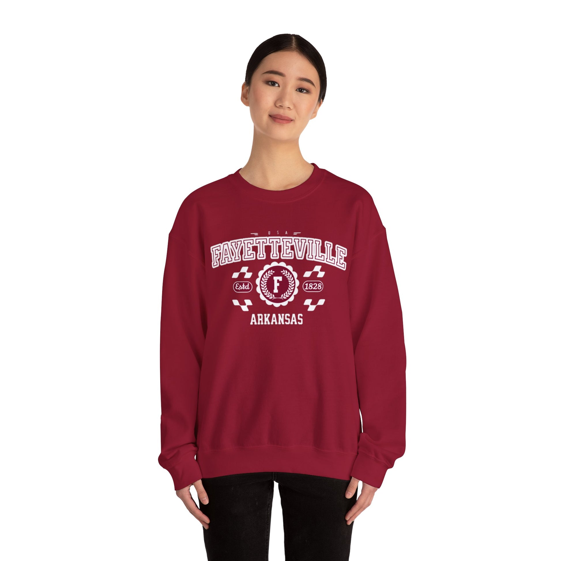 Vintage Fayetteville Arkansas AR Athletic Sports Design varsity pullover sweater Crewneck Sweatshirt - Jacketon