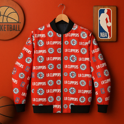 Los Angeles Clippers Nba basketball red all over print Bomber Jacket