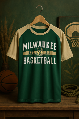 Milwaukee Bucks NBA Basketball Raglan Sleeve T-Shirt