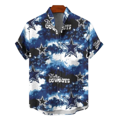 Nfl Football Dallas Cowboys tie dye  Men's Stand Collar Shirt|110GSM Imitation Flax