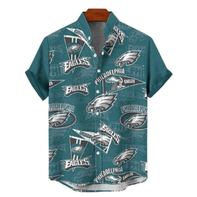 Philadelphia Eagles Men's Stand Collar Shirt Made with 110GSM Imitation Flax