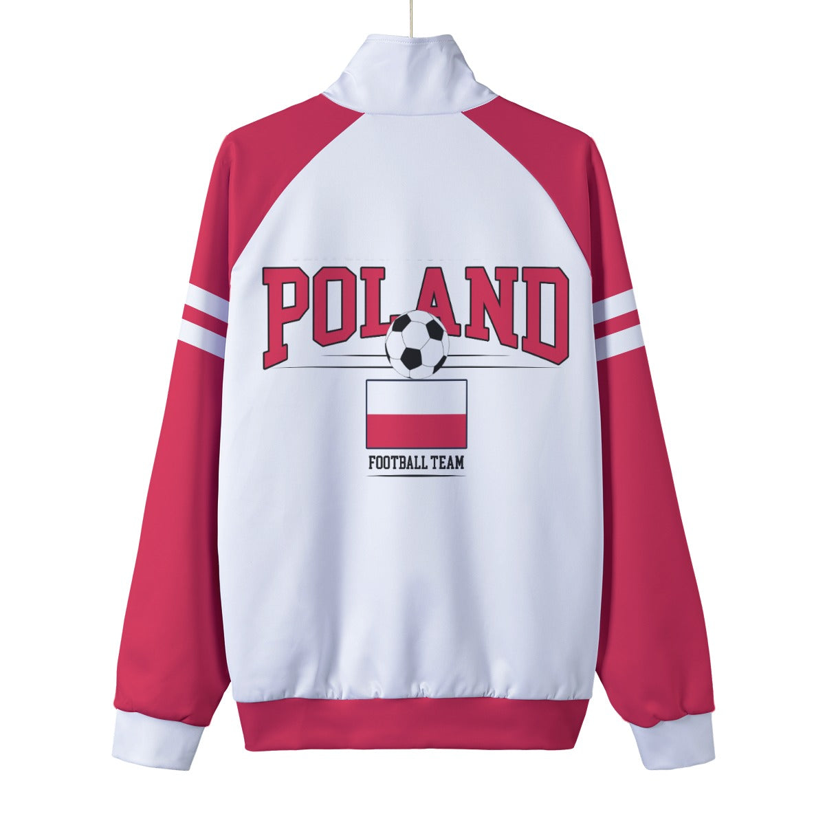 Poland Uniseksowa Kurtka z Stojącym Kołnierzem i Podszewką Reprezentacji Polski w Piłce Nożnej
