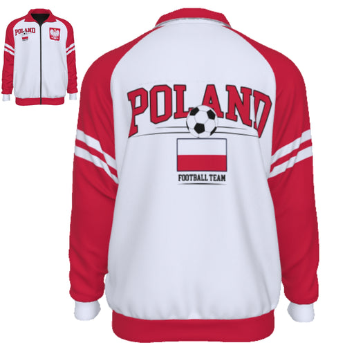Poland Uniseksowa Kurtka z Stojącym Kołnierzem i Podszewką Reprezentacji Polski w Piłce Nożnej