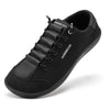 HOBIBEAR - Zapatos descalzos de punta ancha para unisex, zapatillas minimalistas de cuero artificial, ligeras, ajustables y sin cordones para caminar
