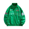 Chaqueta universitaria de cuero con bordado