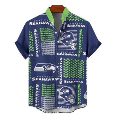 Seattle Seahawks Stand Collar Shirt – Lightweight 110GSM Imitation Flax Fabric | Stylish NFL Fanwear