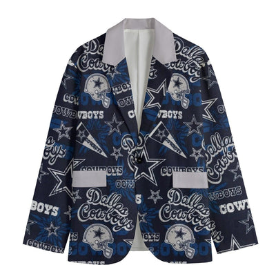 Football Dallas Cowboys tie dye Casual Flat Lapel Collar Blazer - Jacketon