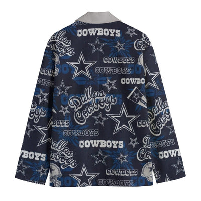 Nfl Football Dallas Cowboys Casual Flat Lapel Collar Blazer | 245GSM Cotton - Jacketon