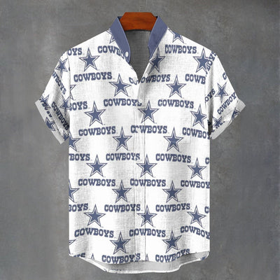 Nfl Football Dallas Cowboys Stand Collar Shirt|110GSM Imitation Flax - Jacketon