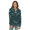 Nfl Football Philadelphia Eagles zebra stripe design  Women's Borg Fleece Hoodie With Half Zip - Jacketon