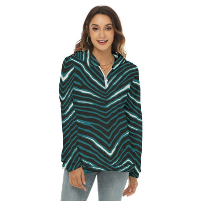 Nfl Football Philadelphia Eagles zebra stripe design  Women's Borg Fleece Hoodie With Half Zip - Jacketon
