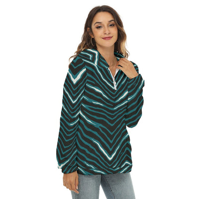 Nfl Football Philadelphia Eagles zebra stripe design  Women's Borg Fleece Hoodie With Half Zip - Jacketon