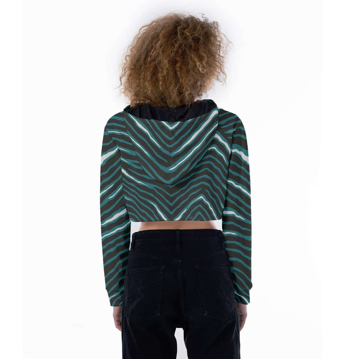 Nfl Football Philadelphia Eagles zebra stripe design  Women's Crop Top Hoodie - Jacketon
