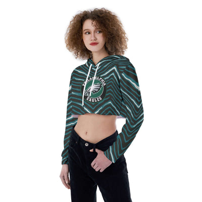Nfl Football Philadelphia Eagles zebra stripe design  Women's Crop Top Hoodie - Jacketon
