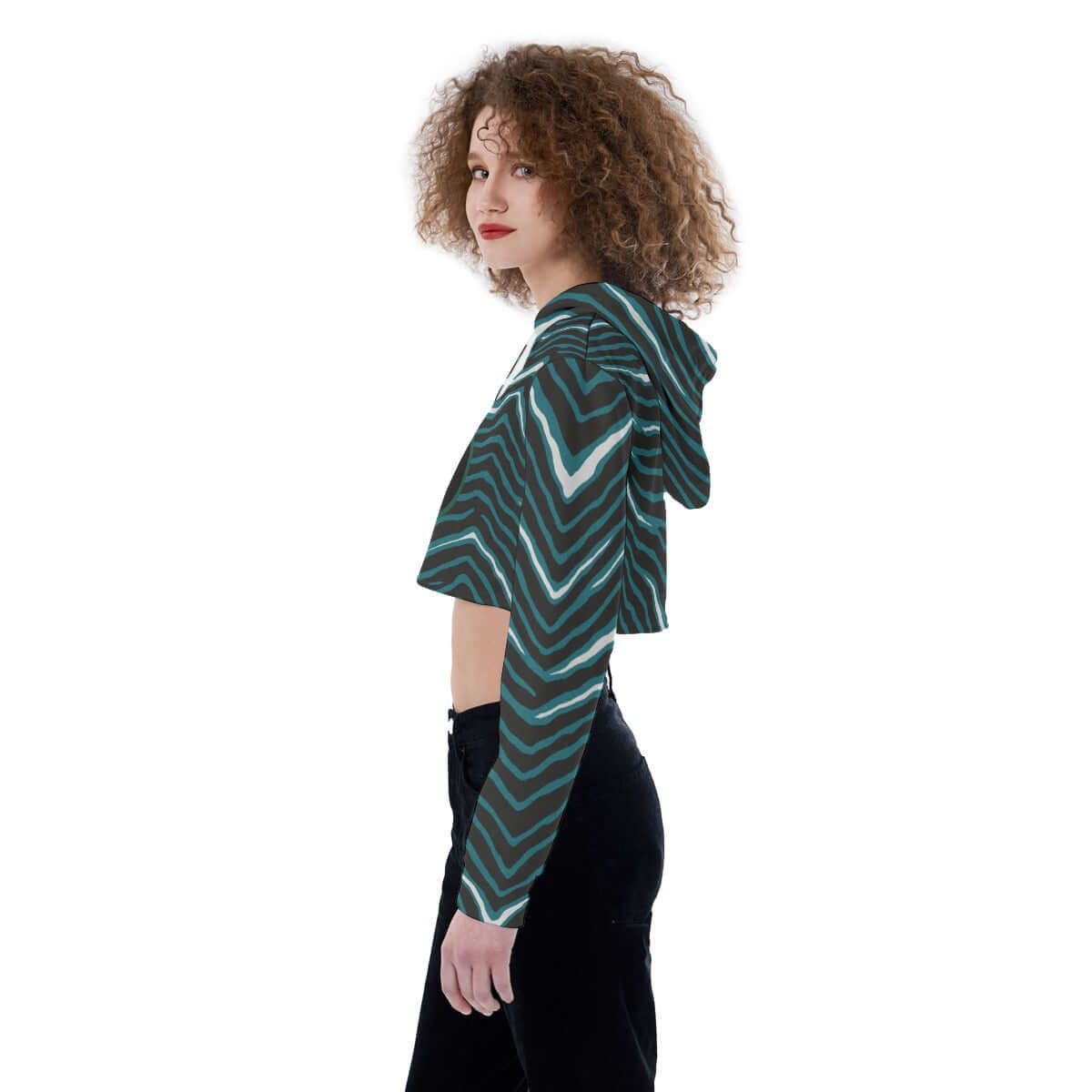 Nfl Football Philadelphia Eagles zebra stripe design  Women's Crop Top Hoodie - Jacketon