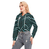 Nfl Football Philadelphia Eagles zebra stripe design  Women's Crop Top Hoodie With Zipper Closure - Jacketon
