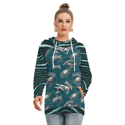 Nfl Football Philadelphia Eagles zebra stripe design Women's Hoodie With Double Hood - Jacketon
