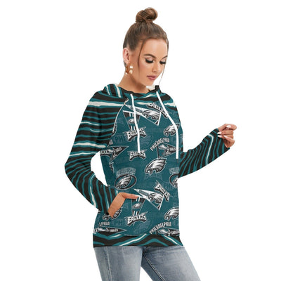 Nfl Football Philadelphia Eagles zebra stripe design Women's Hoodie With Double Hood - Jacketon