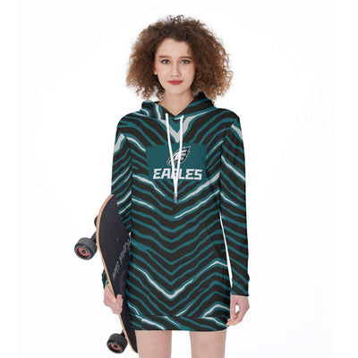 Nfl Football Philadelphia Eagles zebra stripe design  Women's Long Hoodie - Jacketon