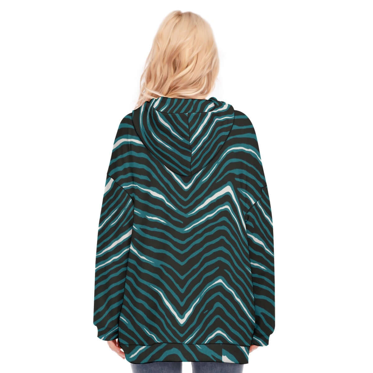 Nfl Football Philadelphia Eagles zebra stripe design  Women's Long Hoodie With Zipper Closure - Jacketon