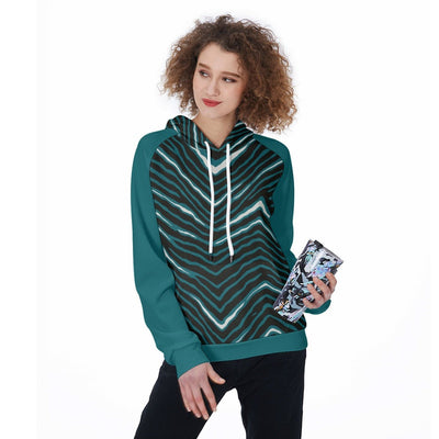 Nfl Football Philadelphia Eagles zebra stripe design Women's Raglan Pullover Hoodie - Jacketon