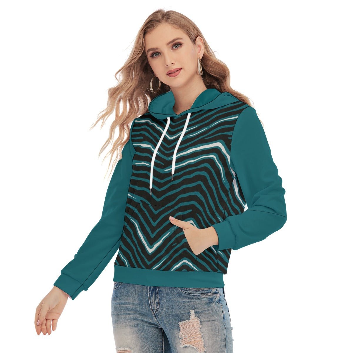 Nfl Football Philadelphia Eagles zebra stripe design Women's Slim Pullover Hoodie - Jacketon