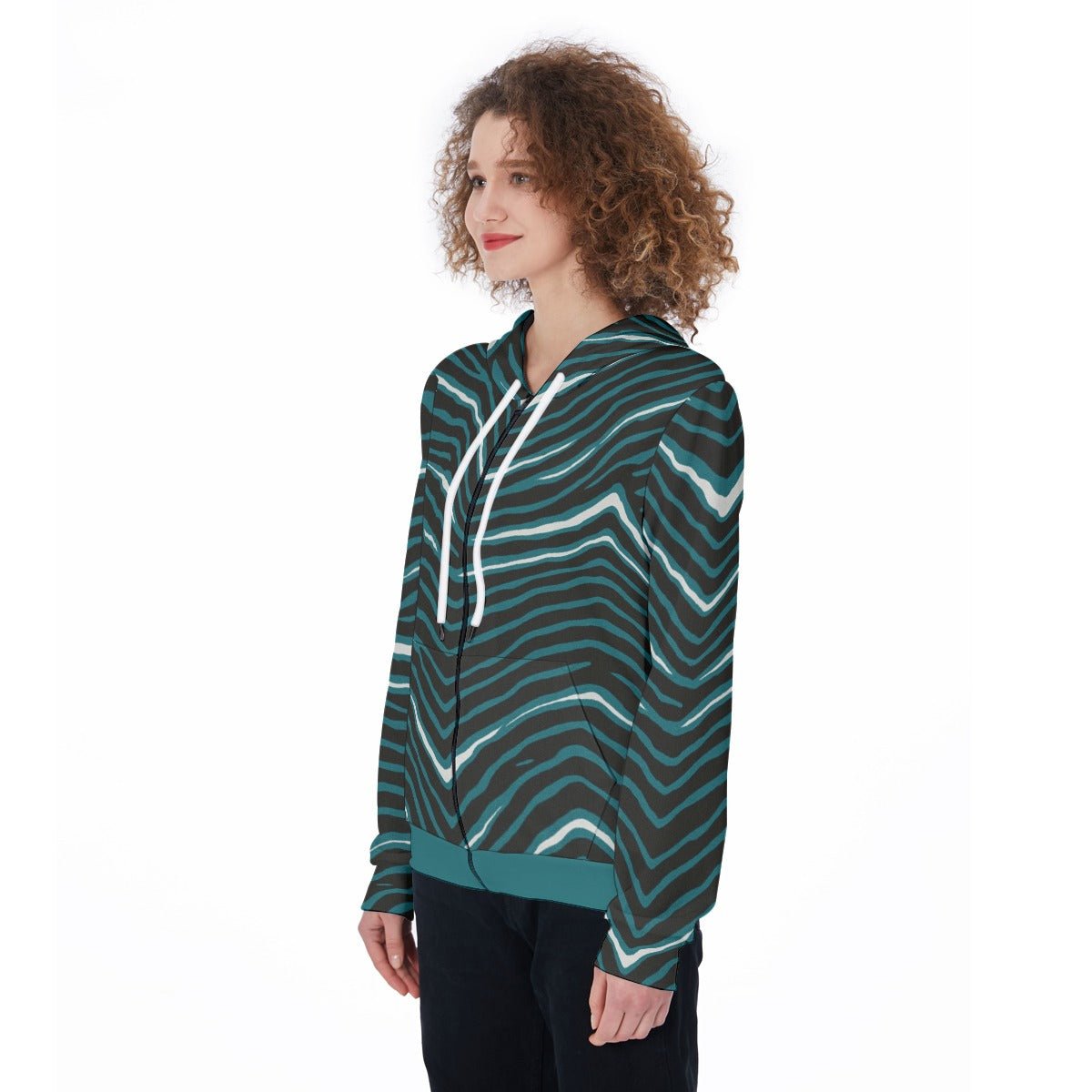 Nfl Football Philadelphia Eagles zebra stripe design Women's Zip Up Hoodie - Jacketon