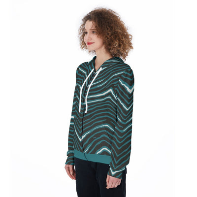Nfl Football Philadelphia Eagles zebra stripe design Women's Zip Up Hoodie - Jacketon