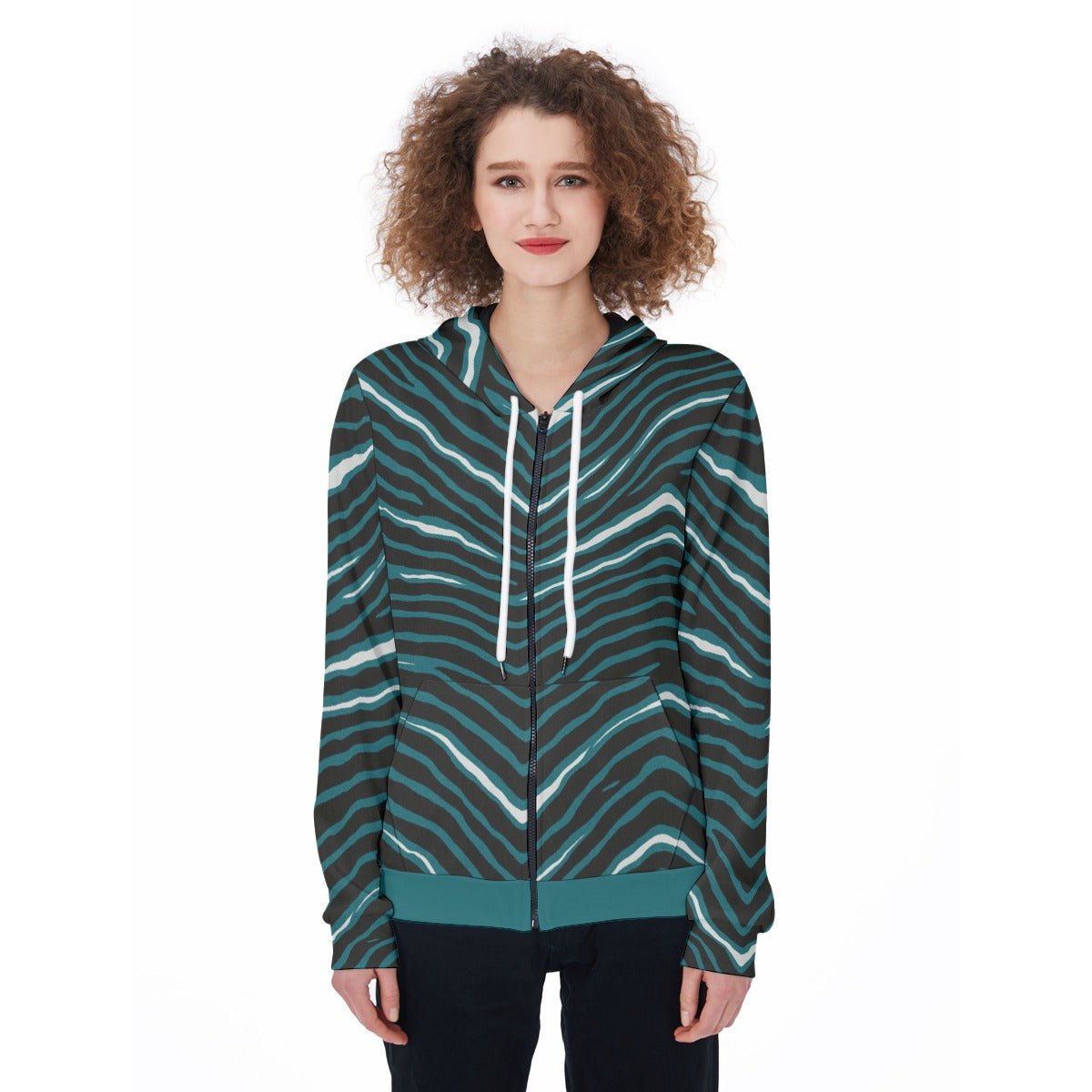 Nfl Football Philadelphia Eagles zebra stripe design Women's Zip Up Hoodie - Jacketon