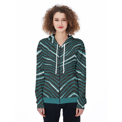 Nfl Football Philadelphia Eagles zebra stripe design Women's Zip Up Hoodie - Jacketon