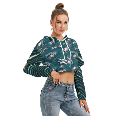 Nfl Football Philadelphia Eagles zebra stripe Women's Heavy Fleece Hoodie With Hollow Out Sleeve - Jacketon